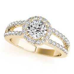 1.26 CTW Certified VS/SI Diamond Solitaire Halo Ring 18K Yellow Gold - REF-224X5T - 26433