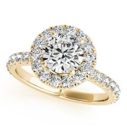 2 CTW Certified VS/SI Diamond Solitaire Halo Ring 18K Yellow Gold - REF-525Y3N - 26304