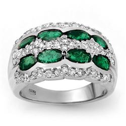 2.25 CTW Emerald & Diamond Ring 14K White Gold - REF-105H5W - 13982