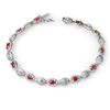 Image 1 : 4.17 CTW Ruby & Diamond Bracelet 10K White Gold - REF-44R8K - 14302