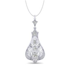 1.75 CTW VS/SI Diamond Solitaire Art Deco Stud Necklace 18K White Gold - REF-272F8M - 36944