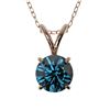 Image 1 : 0.73 CTW Certified Intense Blue SI Diamond Solitaire Necklace 10K Rose Gold - REF-100Y2N - 36743