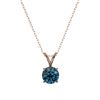 Image 4 : 0.73 CTW Certified Intense Blue SI Diamond Solitaire Necklace 10K Rose Gold - REF-100Y2N - 36743