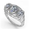 Image 2 : 2 CTW Past Present Future VS/SI Oval Cut Diamond Ring 18K White Gold - REF-421T6X - 36066