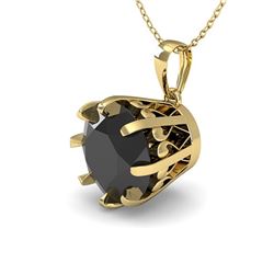 1.50 CTW Black Diamond Solitaire Necklace 18K Yellow Gold - REF-56T4X - 35731