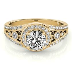 1.15 CTW Certified VS/SI Diamond Solitaire Halo Ring 18K Yellow Gold - REF-218T2X - 26744