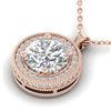 Image 2 : 2 CTW I-SI Diamond Solitaire Art Deco Micro Halo Necklace 14K Rose Gold - REF-559K6R - 30532