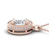 Image 4 : 2 CTW I-SI Diamond Solitaire Art Deco Micro Halo Necklace 14K Rose Gold - REF-559K6R - 30532