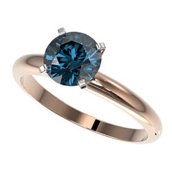 1.50 CTW Certified Intense Blue SI Diamond Solitaire Engagement Ring 10K Rose Gold - REF-240X2T - 32