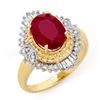 Image 1 : 3.24 CTW Ruby & Diamond Ring 14K Yellow Gold - REF-58N4Y - 13065