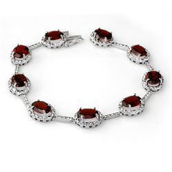 16.33 CTW Garnet & Diamond Bracelet 10K White Gold - REF-86R4K - 10807