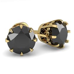 2.0 CTW Black Diamond Stud Solitaire Earrings 18K Yellow Gold - REF-81X8T - 35692