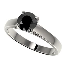 1.25 CTW Fancy Black VS Diamond Solitaire Engagement Ring 10K White Gold - REF-39F5M - 33003