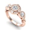 Image 1 : 1.51 CTW VS/SI Diamond Solitaire Art Deco 3 Stone Ring 18K Rose Gold - REF-300Y2N - 36987