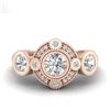 Image 2 : 1.51 CTW VS/SI Diamond Solitaire Art Deco 3 Stone Ring 18K Rose Gold - REF-300Y2N - 36987