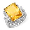 Image 1 : 9.25 CTW Citrine & Diamond Ring 14K White Gold - REF-58F9M - 11485