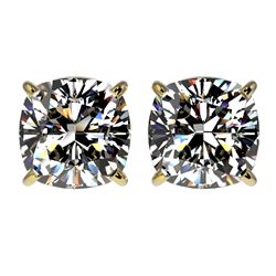 2.50 CTW Certified VS/SI Quality Cushion Cut Diamond Stud Earrings 10K Yellow Gold - REF-663Y2N - 33