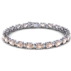 21.2 CTW Morganite & VS/SI Certified Diamond Eternity Bracelet 10K White Gold - REF-290K2R - 29455