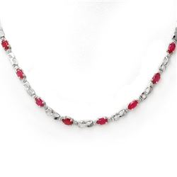 9.02 CTW Ruby & Diamond Necklace 18K White Gold - REF-163N6Y - 11403