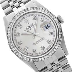 Rolex Men's Stainless Steel, QuickSet, Diamond Dial & Diamond Bezel - REF-474H5W