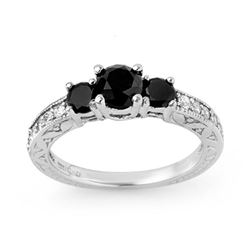 1.40 CTW Vs Certified Black & White Diamond Ring 10K White Gold - REF-53W6H - 11835