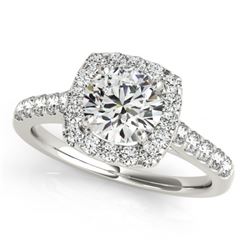 1.1 CTW Certified VS/SI Diamond Solitaire Halo Ring 18K White Gold - REF-148W2H - 26257