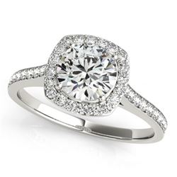 0.85 CTW Certified VS/SI Diamond Solitaire Halo Ring 18K White Gold - REF-125H5W - 26871