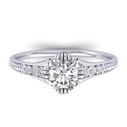 1.25 CTW Certified VS/SI Diamond Solitaire Art Deco Ring 14K White Gold - REF-347W3H - 30522