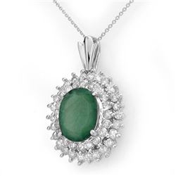 10.11 CTW Emerald & Diamond Pendant 18K White Gold - REF-272X8T - 14207