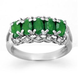 1.75 CTW Emerald & Diamond Ring 18K White Gold - REF-46Y5N - 12577