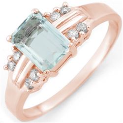 1.41 CTW Aquamarine & Diamond Ring 18K Rose Gold - REF-41X8T - 10588