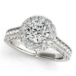 1.7 CTW Certified VS/SI Diamond Solitaire Halo Ring 18K White Gold - REF-409R6K - 26512