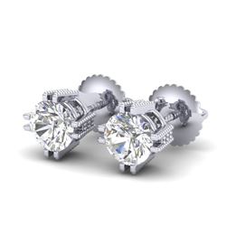 1.07 CTW VS/SI Diamond Solitaire Art Deco Stud Earrings 18K White Gold - REF-200Y2N - 36911