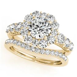 3.16 CTW Certified VS/SI Diamond 2Pc Wedding Set Solitaire Halo 14K Yellow Gold - REF-592W5H - 30728