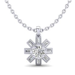 1.33 CTW VS/SI Diamond Solitaire Art Deco Stud Necklace 18K White Gold - REF-220N9Y - 37067