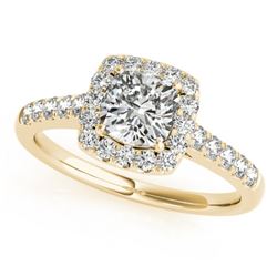 1.16 CTW Certified VS/SI Cushion Diamond Solitaire Halo Ring 18K Yellow Gold - REF-216T4X - 27125