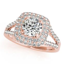 1.53 CTW Certified VS/SI Diamond Solitaire Halo Ring 18K Rose Gold - REF-239N3Y - 26465