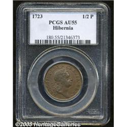 1723 1/2P Hibernia Halfpenny AU55 PCGS.
