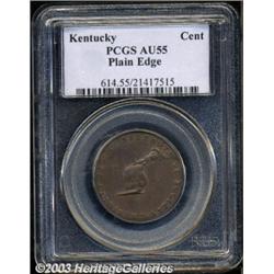 (1792-94) TOKEN Kentucky Token, Plain Edge AU55