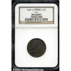 1828 1/2 C 12 Stars MS63 Brown NGC.