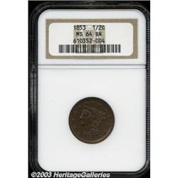 1853 1/2 C MS64 Brown NGC.