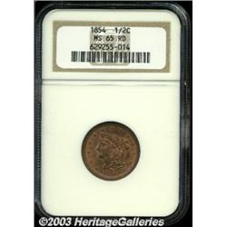 1854 1/2 C MS65 Red NGC.