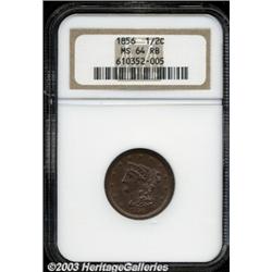 1856 1/2 C MS64 Red and Brown NGC.