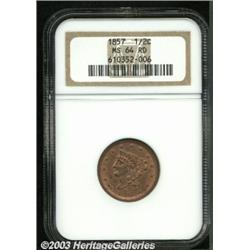 1857 1/2 C MS64 Red NGC.