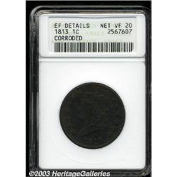 1813 1C--Corroded--ANACS, EF Details, Net VF20.