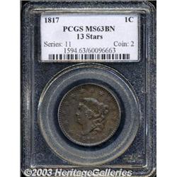 1817 1C 13 Stars MS63 Brown PCGS.