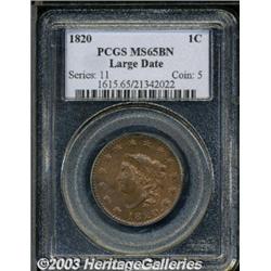 1820 1C Large Date MS65 Brown PCGS.