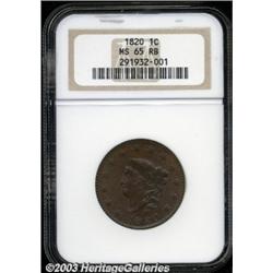 1820 1C Large Date MS65 Red and Brown NGC.
