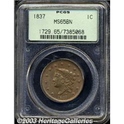 1837 1C Head of 1838 MS65 Brown PCGS.