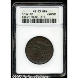 1839 1C Silly Head MS63 Brown ANACS.